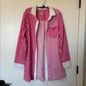 Chico's Vibrant Pink and White Striped Top